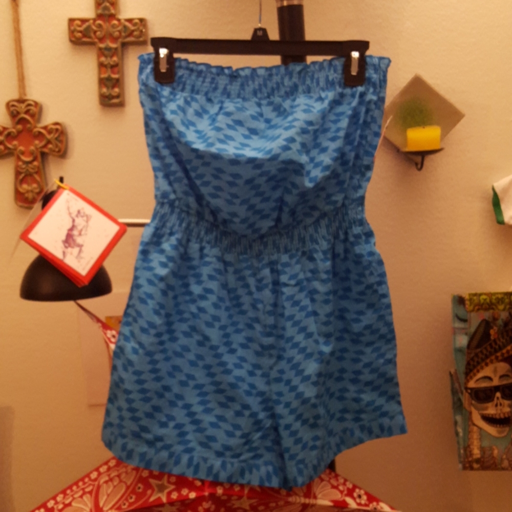 blue printed romper